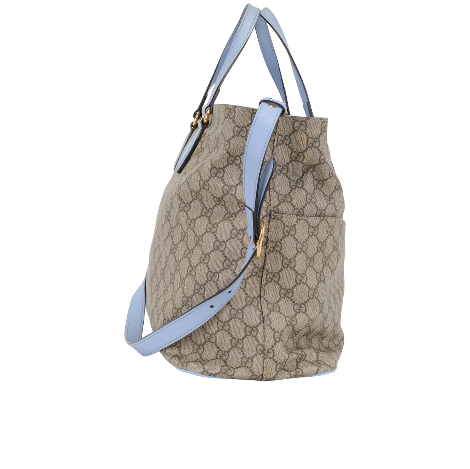 GG Supreme Soft Diaper Bag, &pound;350, Handbags, Beige/Blue, Canvas, Side view